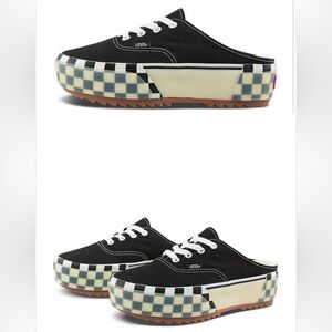 Vans Women's STACKED Black and White Checkered Mules NWT